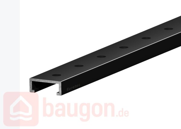 Eurotec CoverFix Fassadenschiene; schwarz RAL9005 20 x 8 x 800 mm  (B x H x L) VE:1