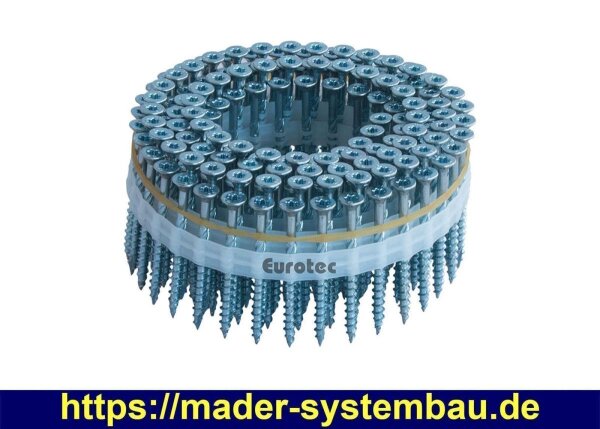 Eurotec Paneltwistec Senkkopf magaziniert; Stahl blau verzinkt; TX25 5,0 x 70 mm VE:125